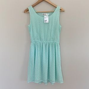 h&m summer casual party dress mint green girls S